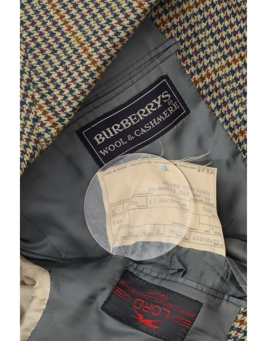Burberrys Herren-Blazer mit 1 Knopf, IT 50, große blaue Hahnentritt-Wolle