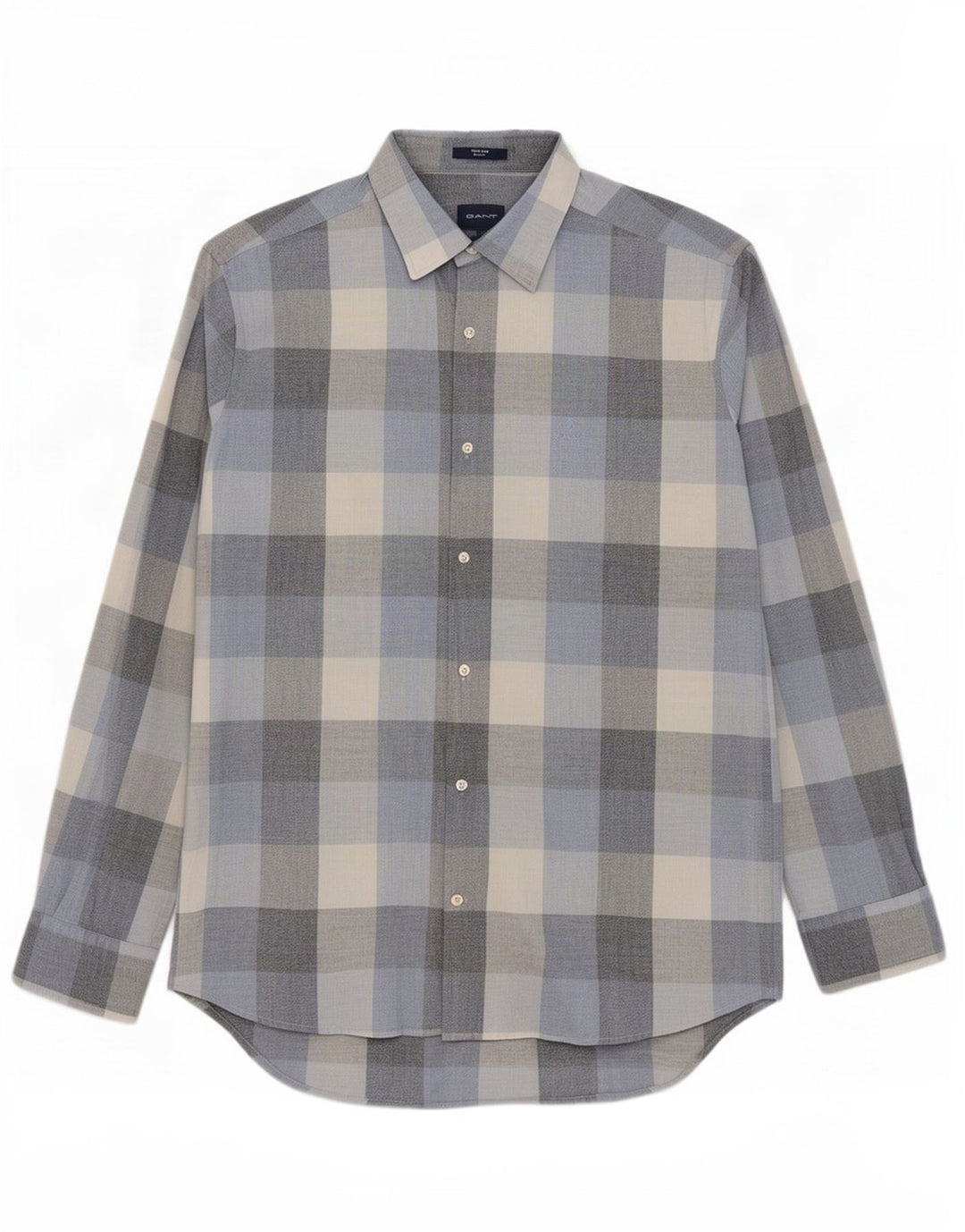 Gant Herren-Hemd mit normaler Passform, Größe 41/42, 16 1/2, große blaue Gingham-Baumwolle
