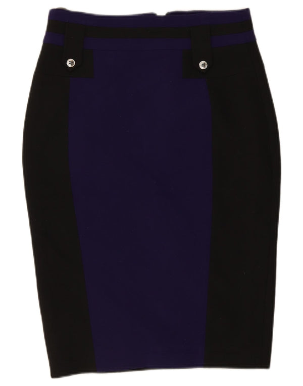 Karen Millen Damen Bleistiftrock UK 12 Medium W28 Schwarz Colourblock