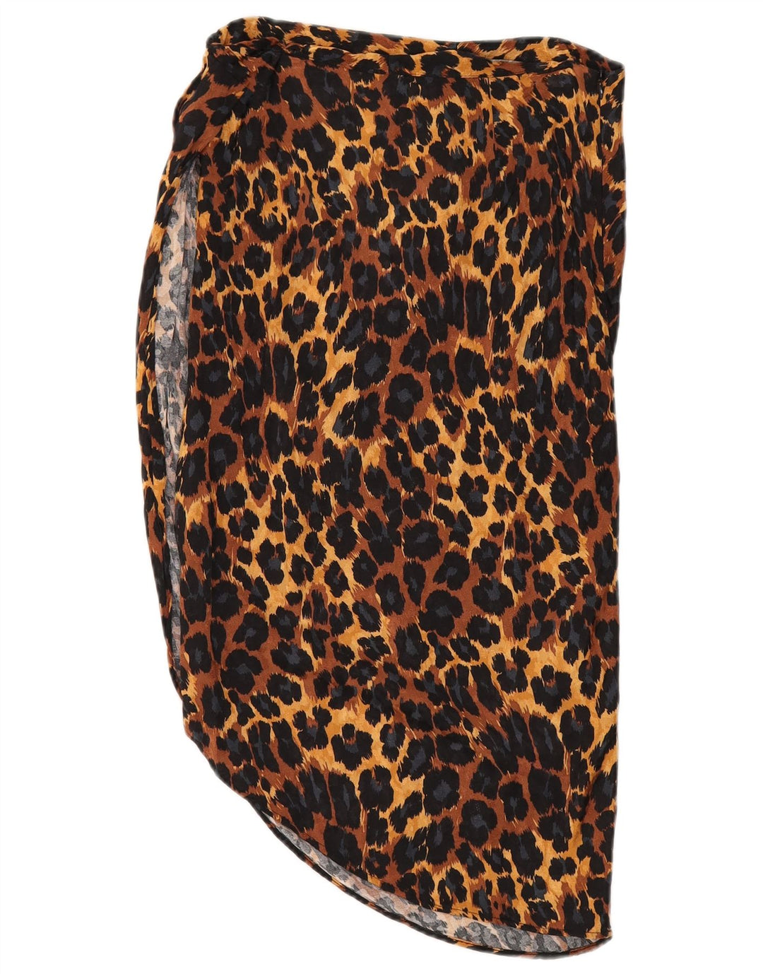 Zara Damen Asymmetrischer Rock Medium W28 Braune Viskose mit Animal-Print