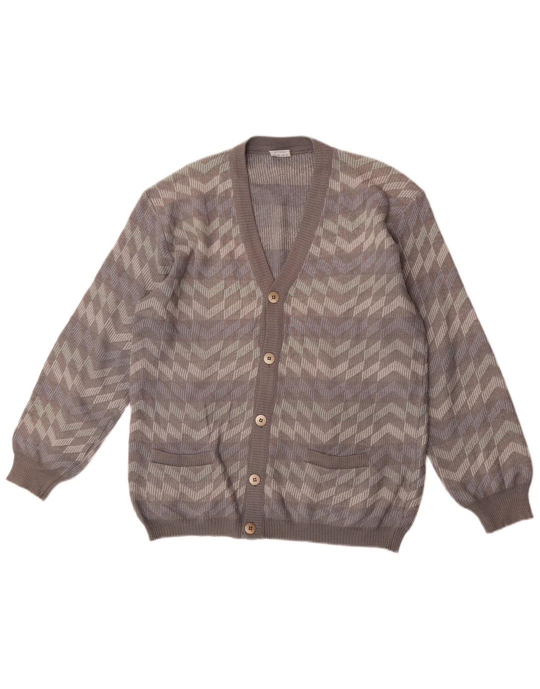 Bernardini Herren-Strickjacke aus mittelgrauer, gestreifter Wolle