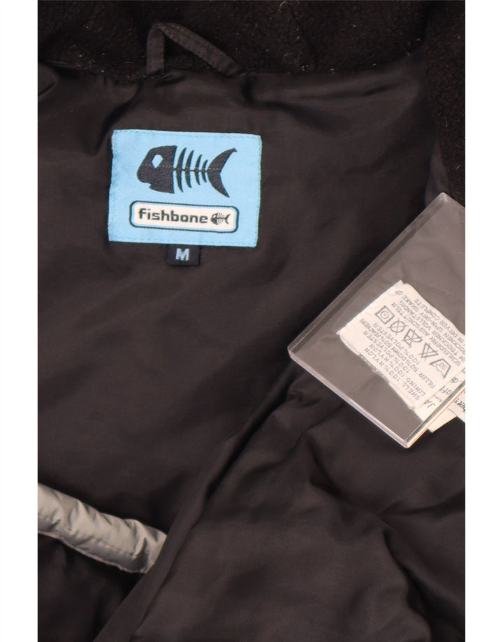 Gefütterte Herrenjacke mit Kapuze von Fishbone, UK 38, mittelgraues Colourblock-Nylon