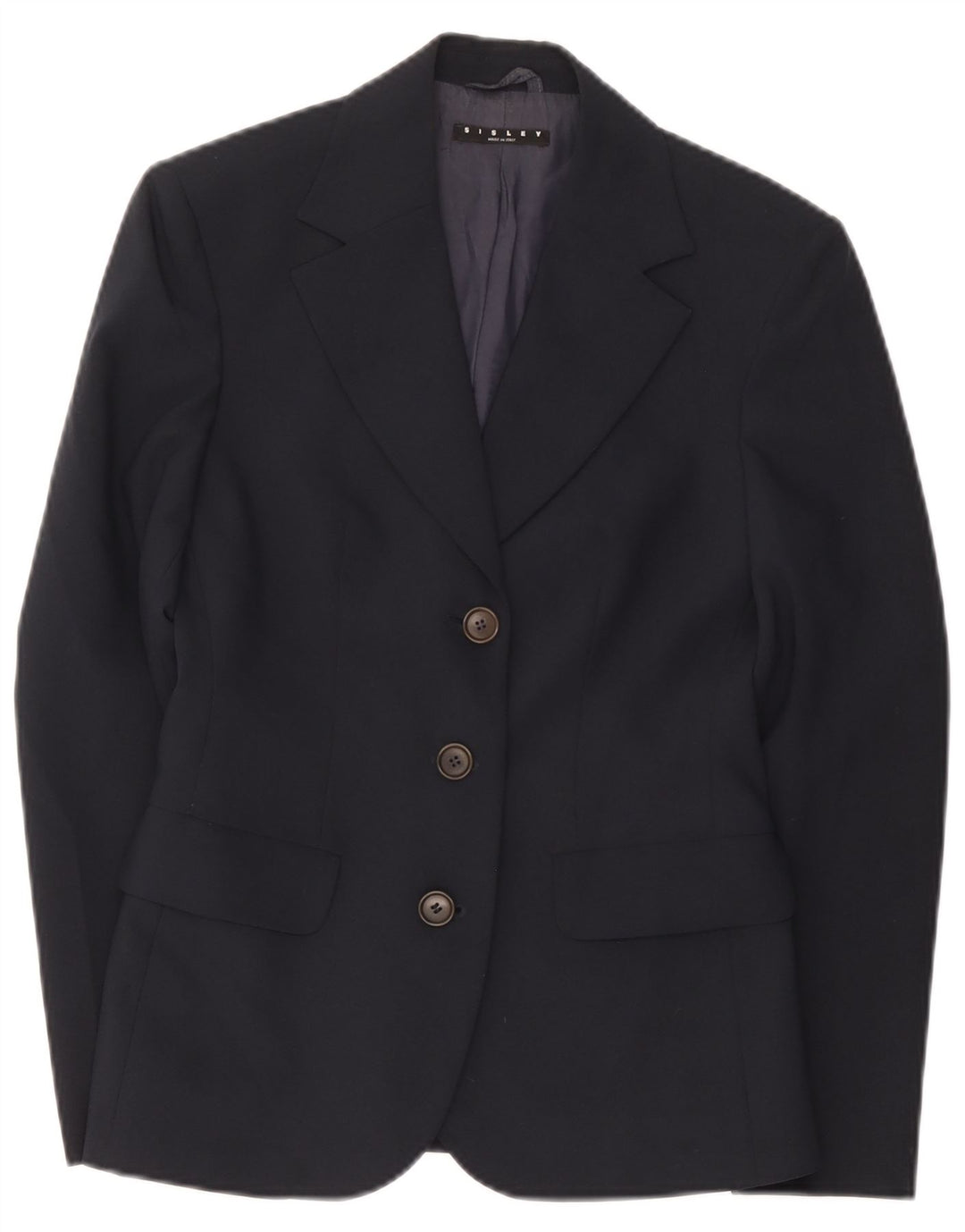 Sisley Damen 3-Knopf-Blazerjacke IT 40 Small Marineblau Polyester