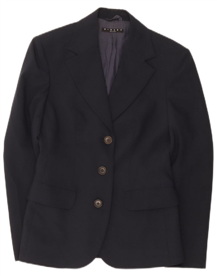 Sisley Damen 3-Knopf-Blazerjacke IT 40 Small Marineblau Polyester