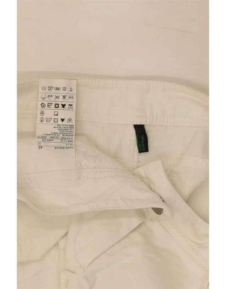 Benetton Damen Hotpants IT 42 Medium W32 Weiße Baumwolle