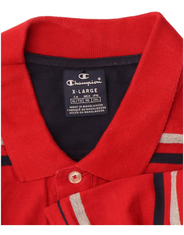 Champion Herren Poloshirt XL Rot gestreift