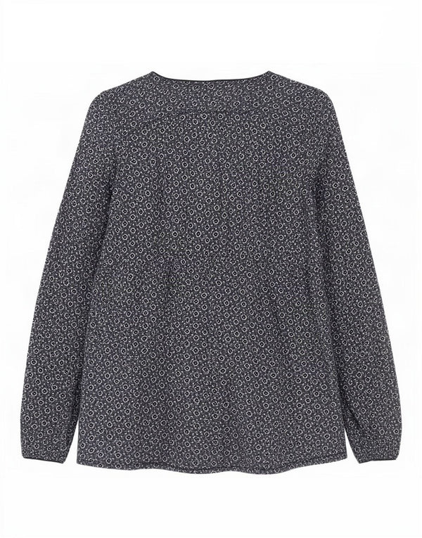 Fat Face Langärmliges A-Linien-Kleid für Damen, UK 14, mittleres Marineblau mit Blumenmuster