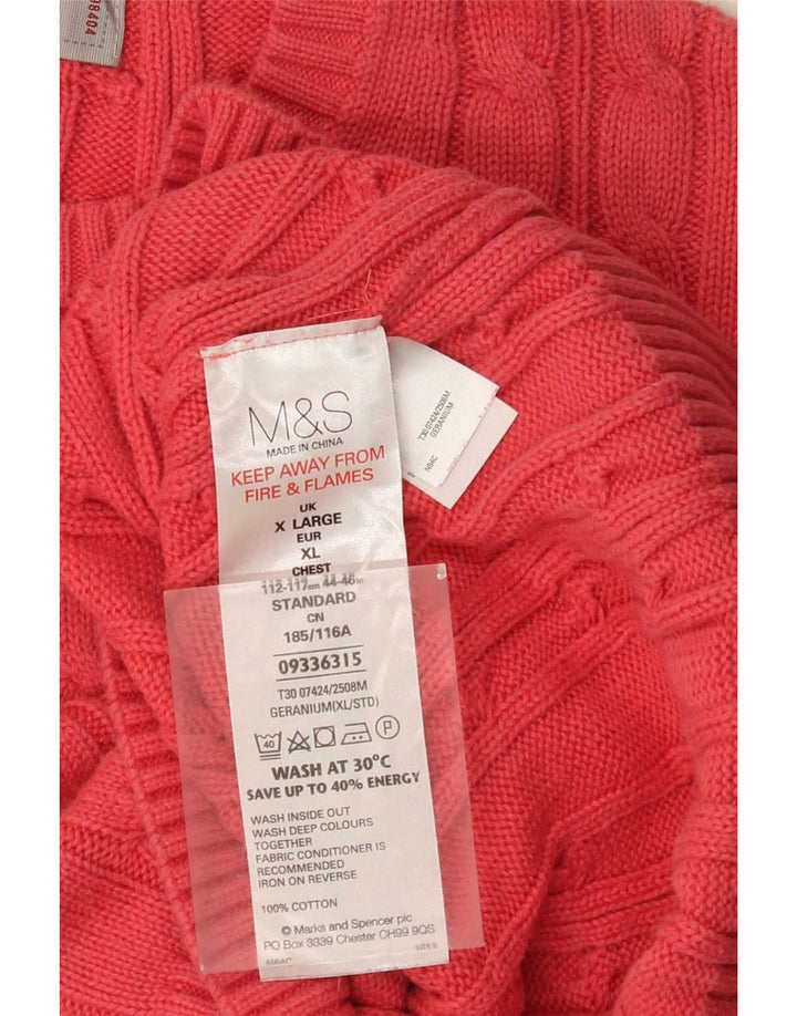 Marks & Spencer Herren-Pullover mit Rundhalsausschnitt, XL, rosa Baumwolle