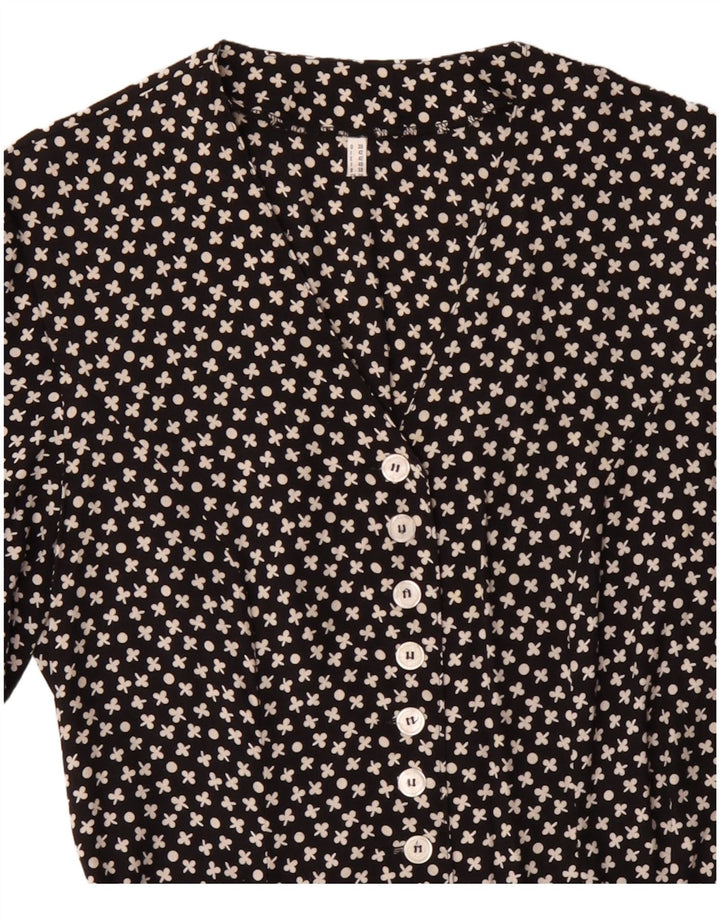VINTAGE Damen A-Linien-Kleid IT 42 Mittelschwarz geblümt