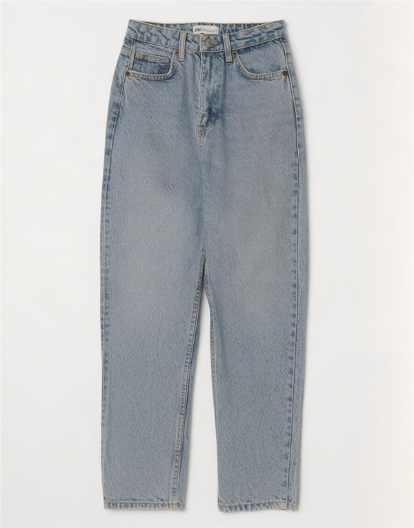 Zara Damen High Rise Straight Jeans EU 34 2XS W24 L27 Blau