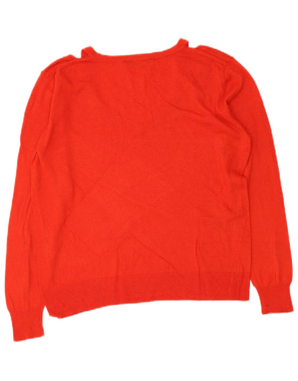 Zara Damen Crop V-Ausschnitt Pullover Pullover UK 14 Mittelrot