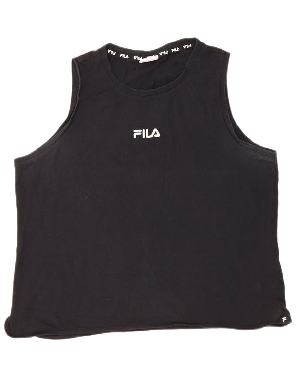Fila Damen Weste Top UK 18 XL Schwarz Baumwolle