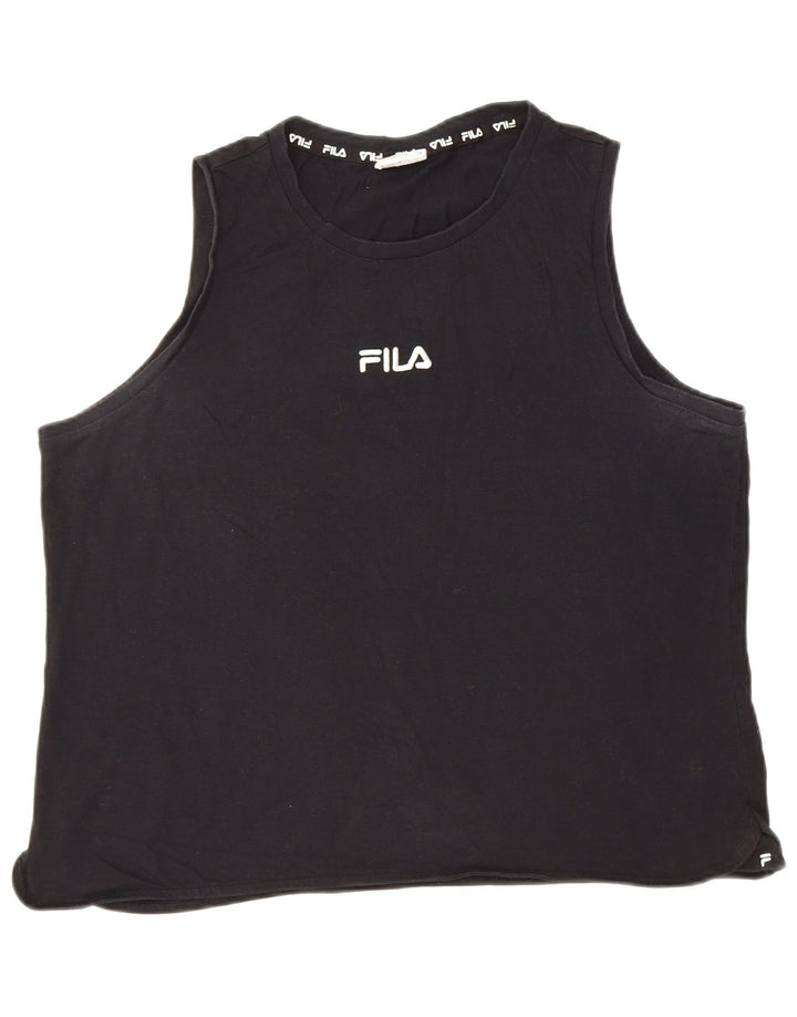 Fila Damen Weste Top UK 18 XL Schwarz Baumwolle