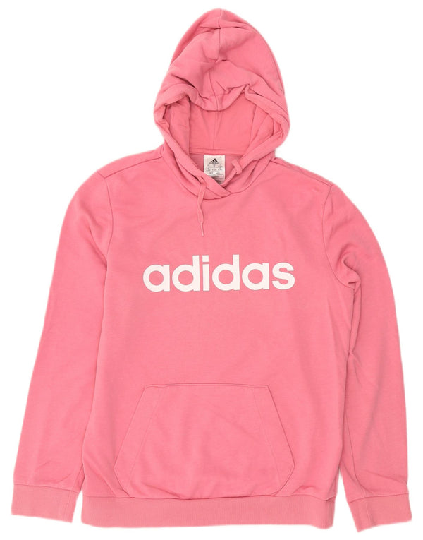 Adidas Damen Graphic Hoodie Pullover UK 12/14 Mittelrosa Baumwolle