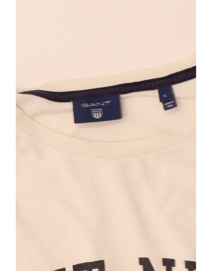 GANT Herren-T-Shirt mit Grafik, Größe L, aus weißer Baumwolle