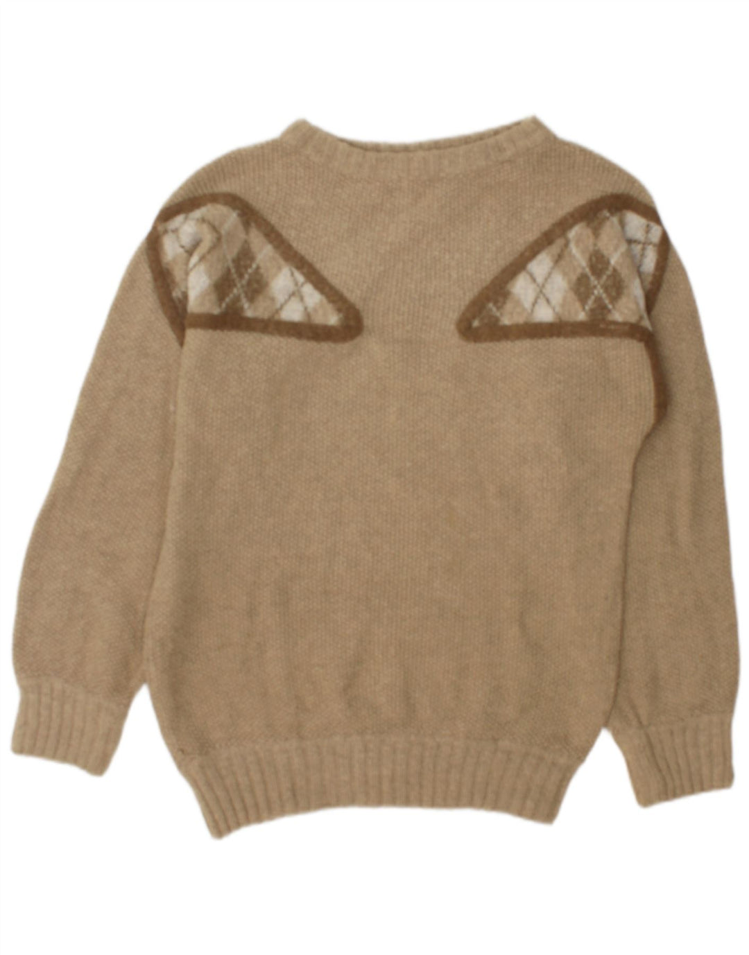 Vintage Herren-Pullover mit U-Boot-Ausschnitt, mittelgrün, geometrisch
