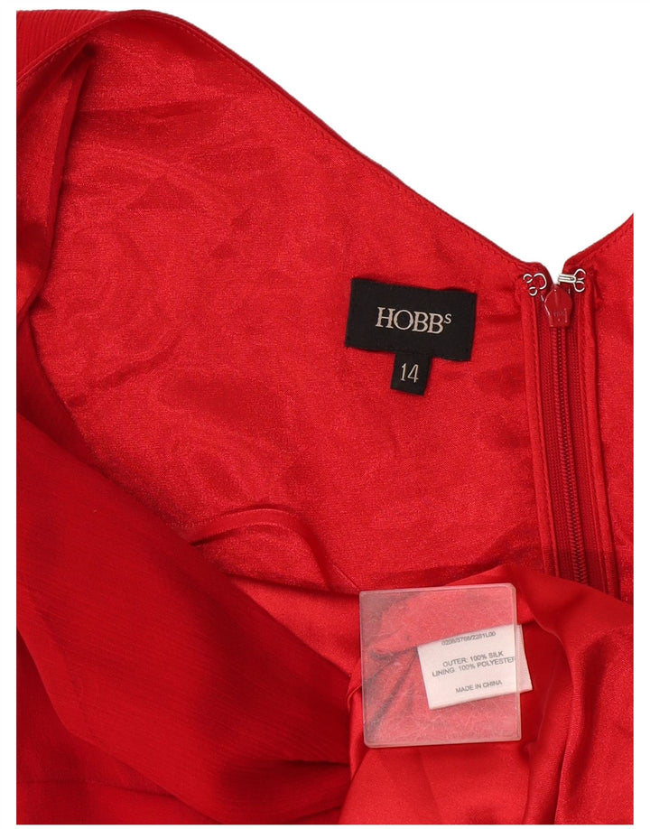 Hobbs Damen Ärmelloses Maxikleid UK 14 Mittelrote Seide