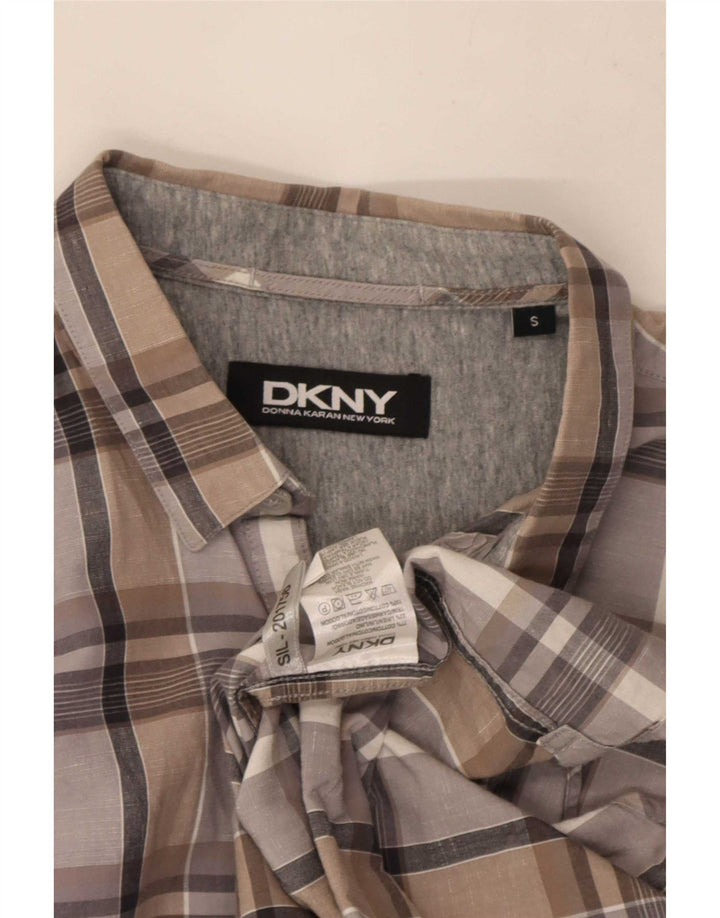 Dkny Herren-Hemd, klein, grau kariert, Baumwolle