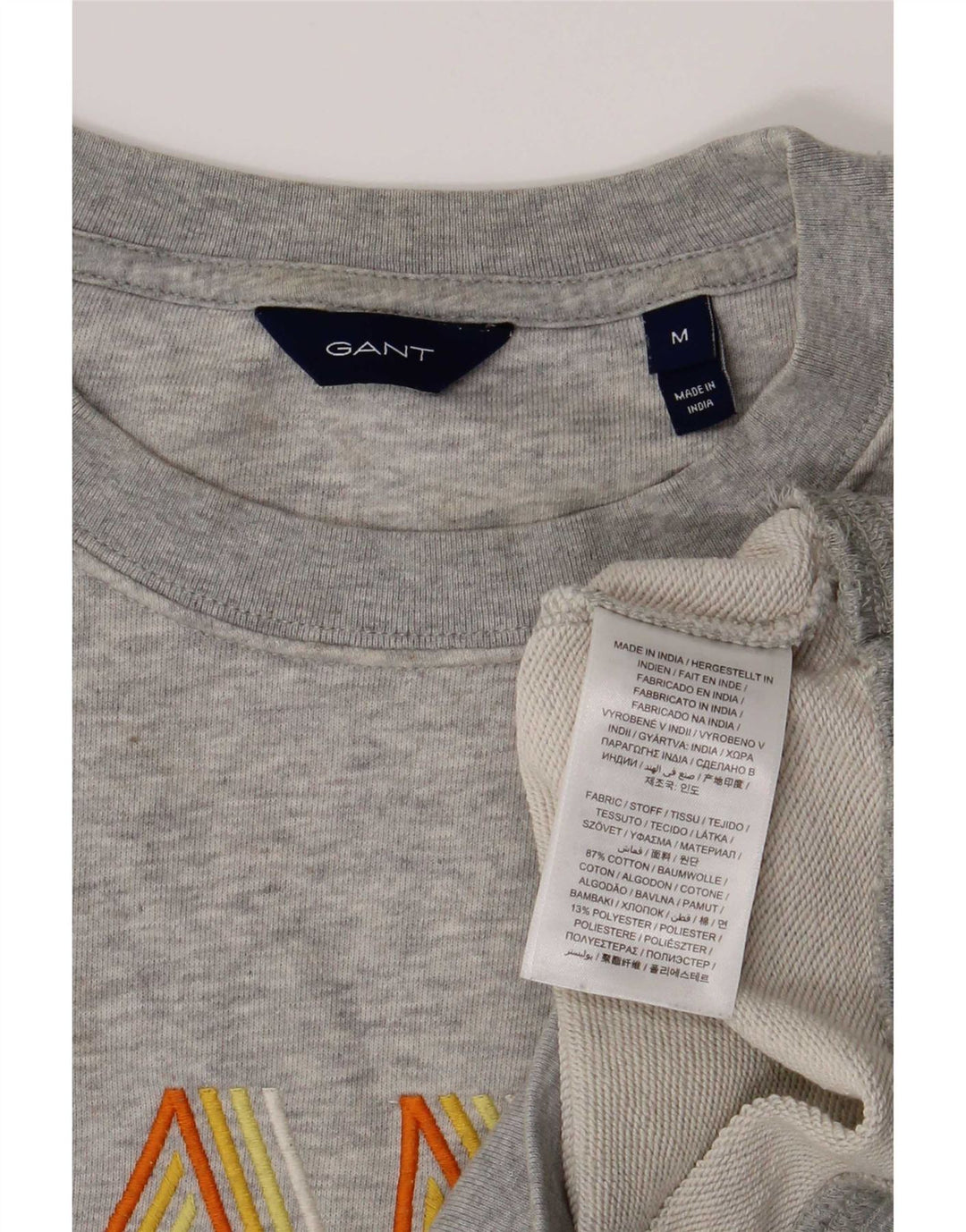 Gant Damen Grafik-Sweatshirt-Pullover UK 14 Mittelgraue Baumwolle