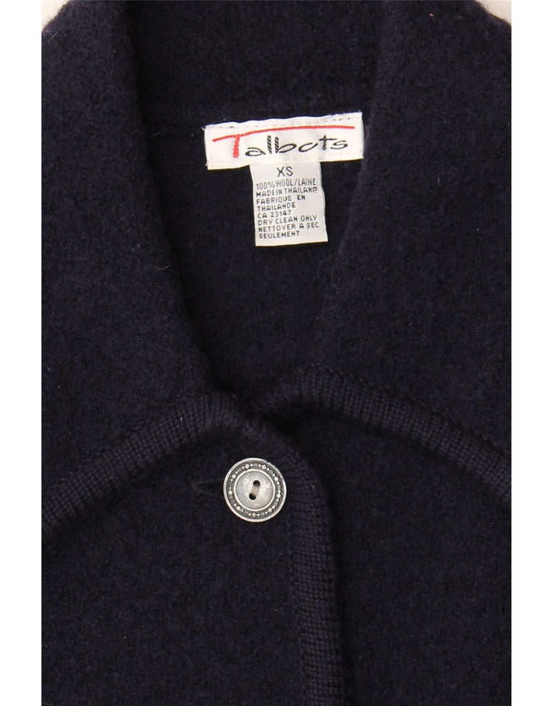 TALBOTS Womens 5 Button Blazer Jacket UK 6 XS Navy Blue Wool Vintage Talbots and Second-Hand Talbots from Messina Hembry 