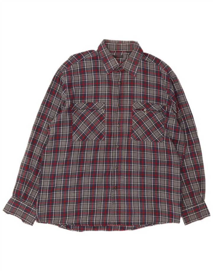 SEA BARRIER Herren-Flanellhemd XL, grau kariert, Baumwolle