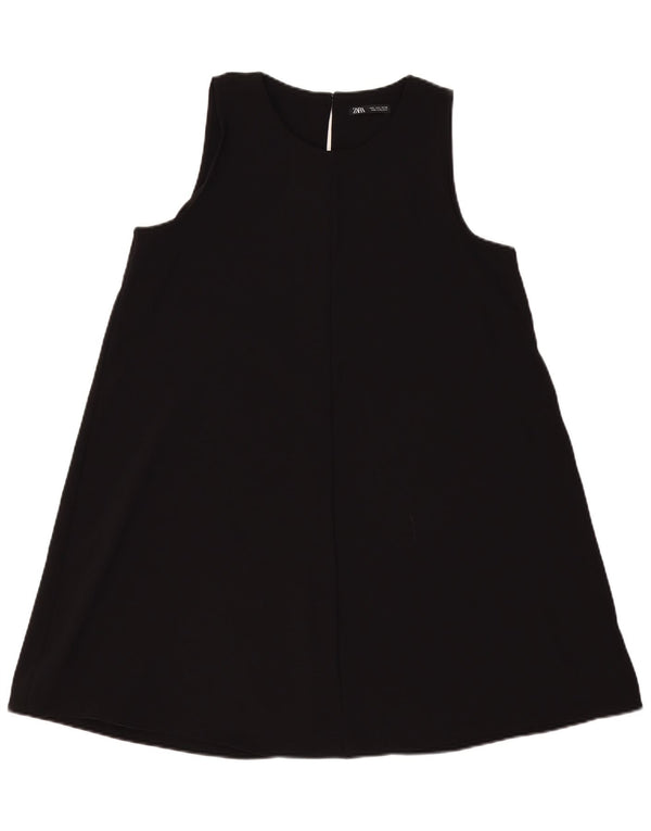 Zara Damen ärmelloses Zeltkleid UK 16 Large Schwarz Polyester