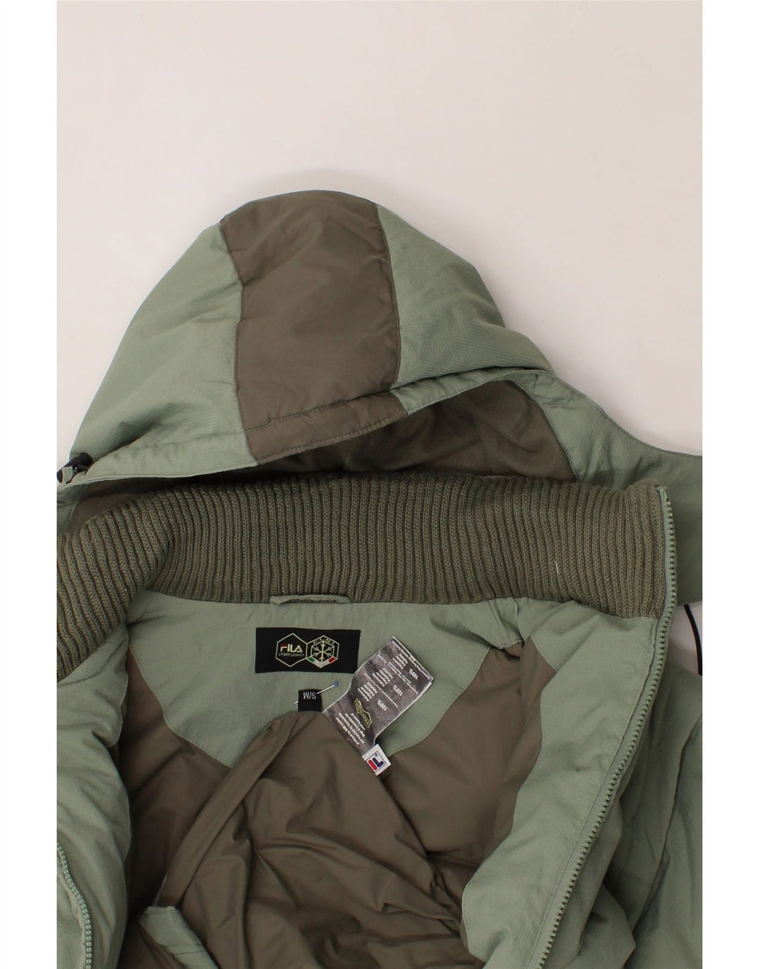 FILA Mens Hooded Padded Jacket UK 36 Small Green Polyamide Vintage Fila and Second-Hand Fila from Messina Hembry 