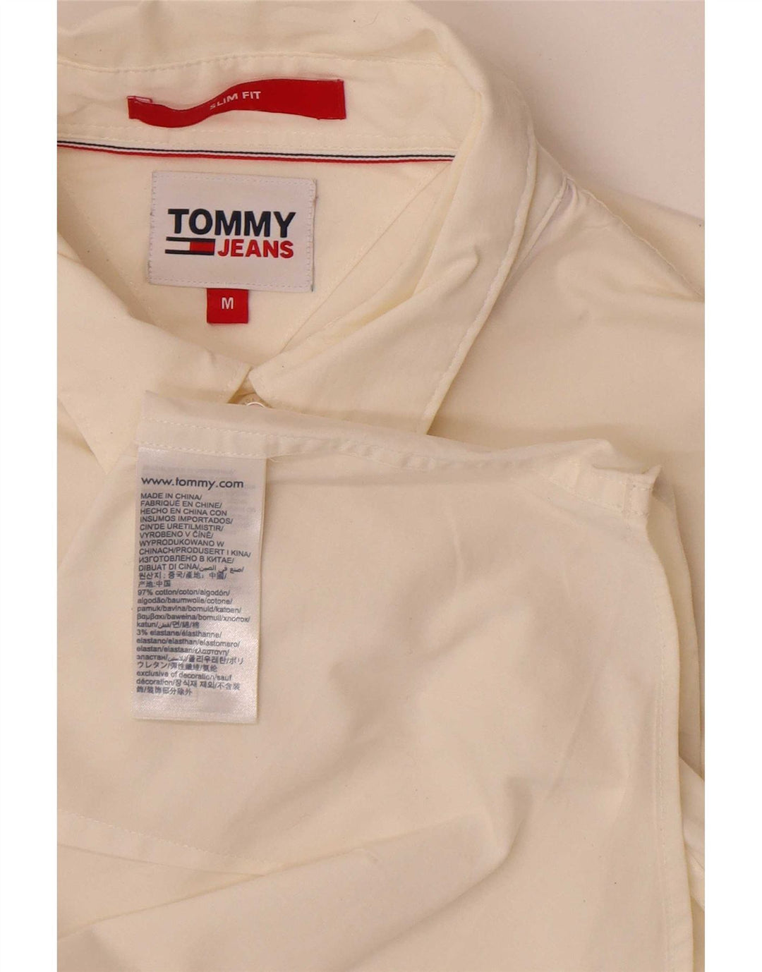 Tommy Hilfiger Herren-Slim-Fit-Hemd aus mittelweißer Baumwolle