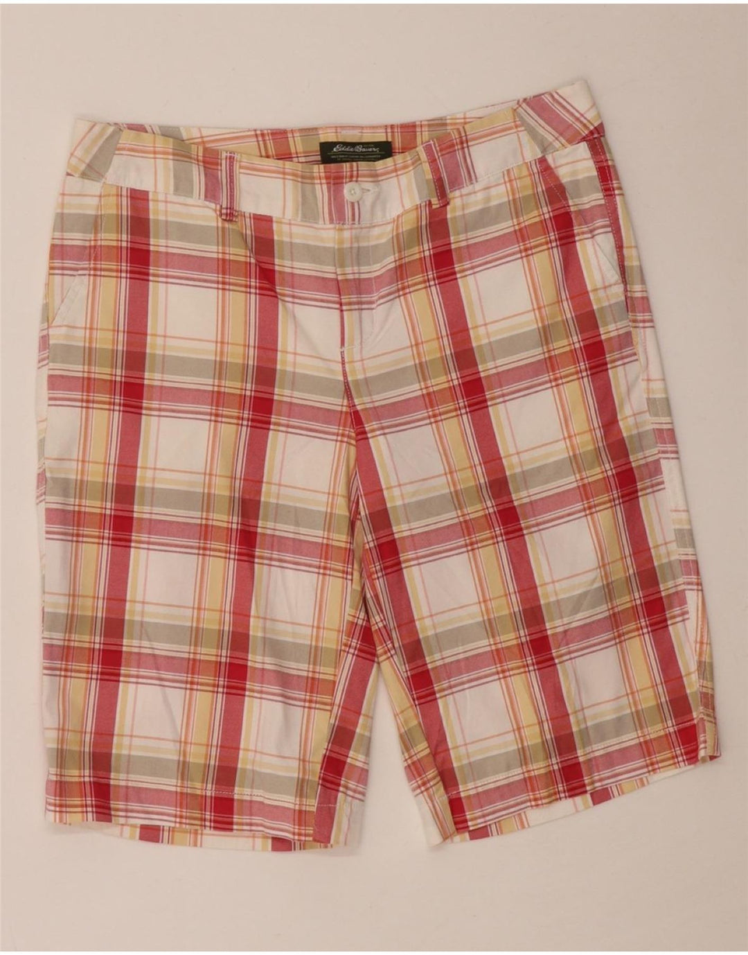 EDDIE BAUER Damen Chinoshorts US 6 Medium W30 Rot karierte Baumwolle