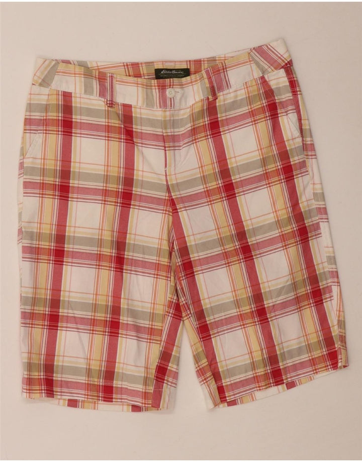 EDDIE BAUER Damen Chinoshorts US 6 Medium W30 Rot karierte Baumwolle