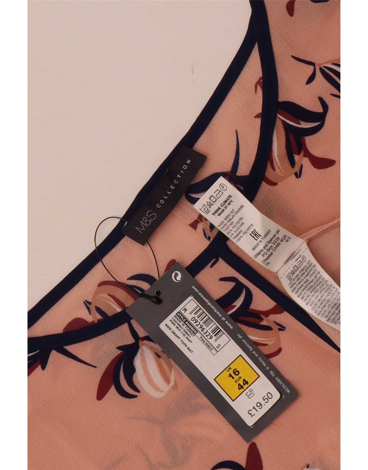 Marks & Spencer Damen-Blusenoberteil, UK-Größe 44, Größe L, rosa, geblümt, Polyester