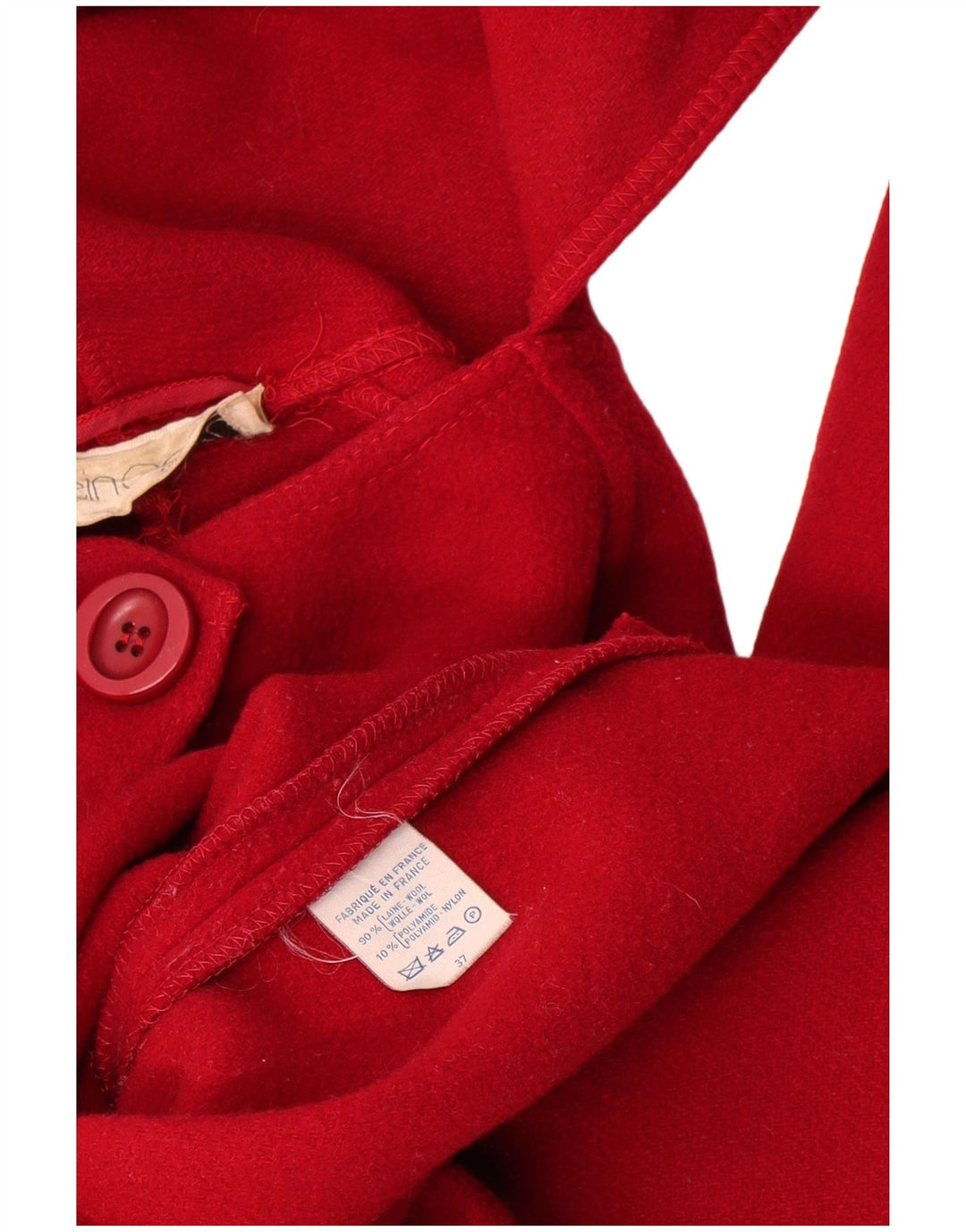 Vintage Damen Mantel mit Vorderkrawatte UK 18 XL Rote Wolle