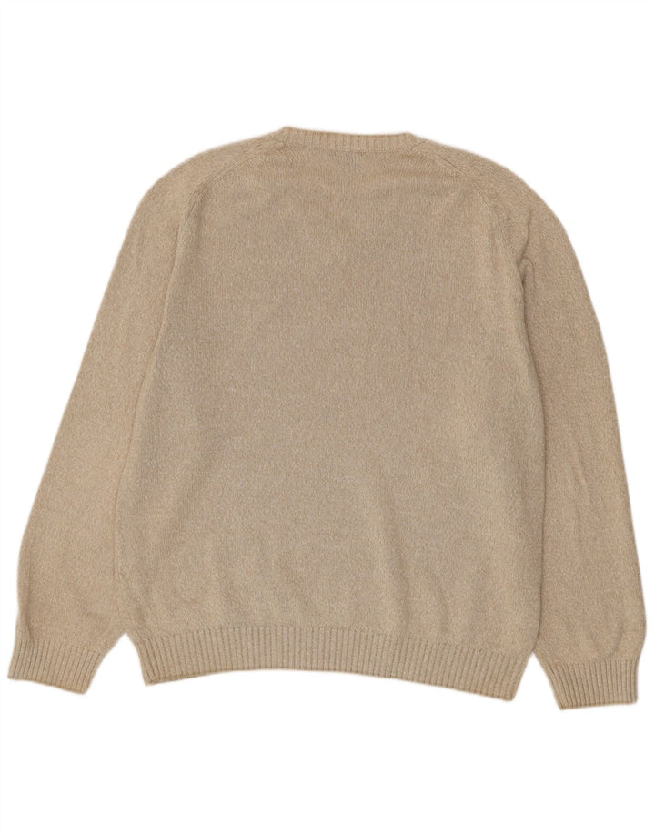 Gant Herren V-Ausschnitt Pullover Pullover XL Beige Baumwolle
