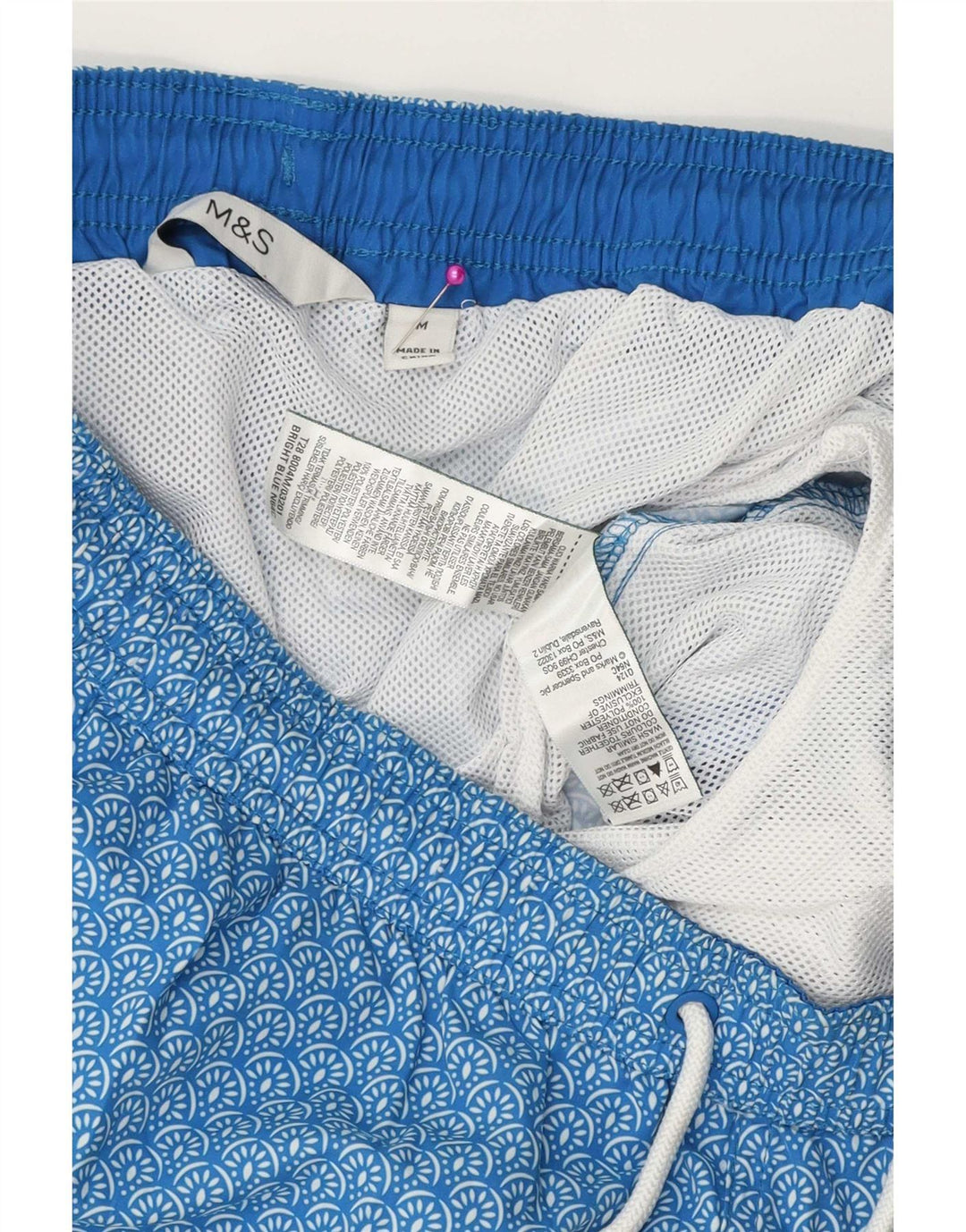 Marks & Spencer Herren-Badeshorts aus mittelblauem, geblümtem Polyester