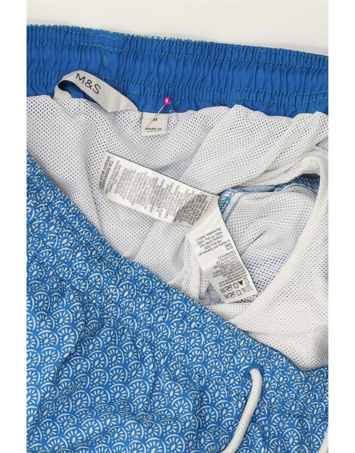 Marks & Spencer Herren-Badeshorts aus mittelblauem, geblümtem Polyester