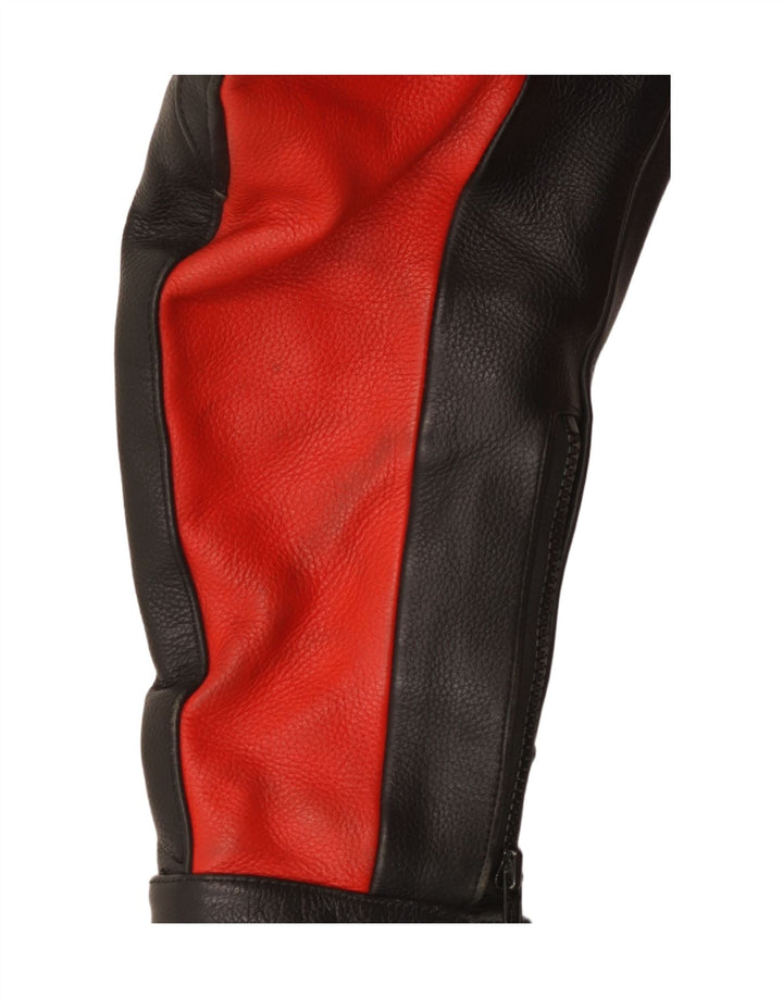 Vintage Herren-Leder-Racer-Jacke, UK 40, groß, mehrfarbig, Farbblock