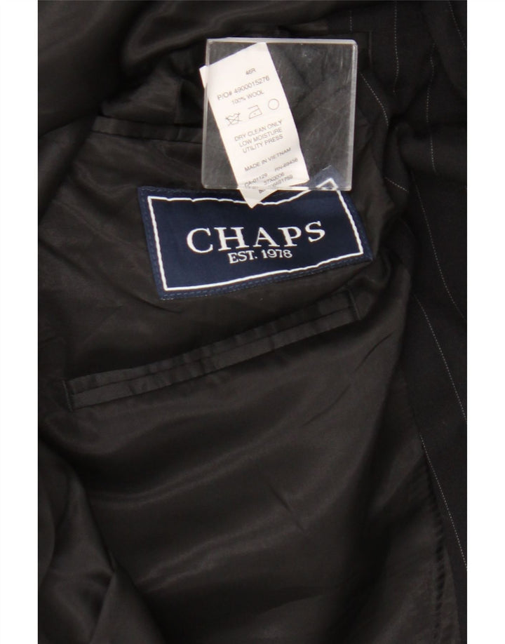 Chaps Herren-Blazer mit 3 Knöpfen, UK 46, 2XL, schwarze Nadelstreifenwolle