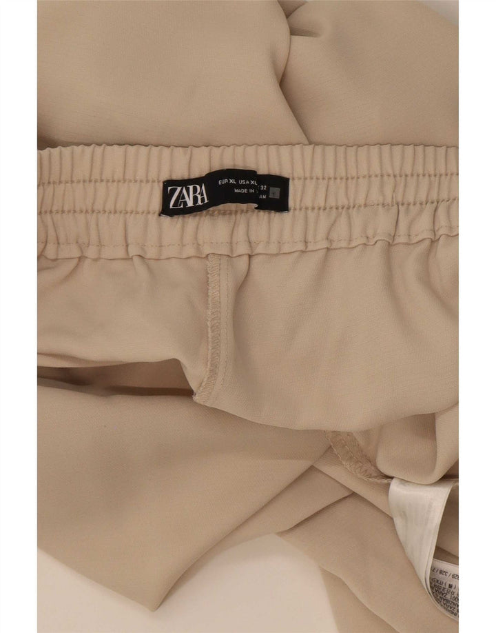 Zara Damen Kurze Hose XL W34 L26 Beige Polyester