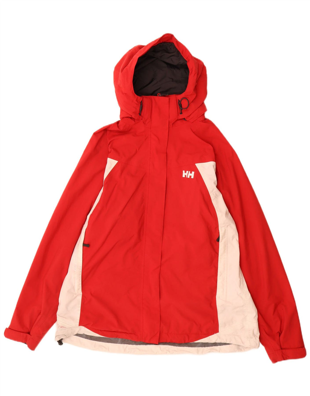 HELLY HANSEN Damen-Regenjacke mit Kapuze, UK 18, XL, rotes Farbblock-Polyester