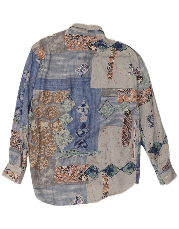 Kantaros Herrenhemd, klein, blau, Patchwork-Viskose