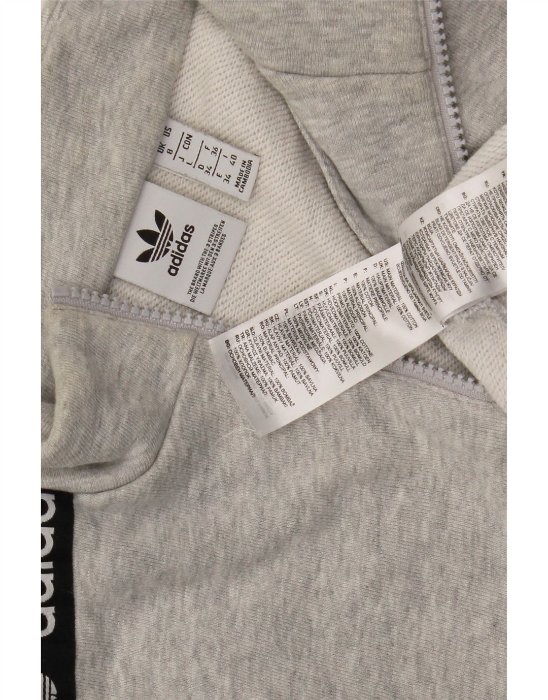 Adidas Damen-Sweatshirt mit übergroßem Grafik-Reißverschluss, Größe S, Grau, Gr. 8
