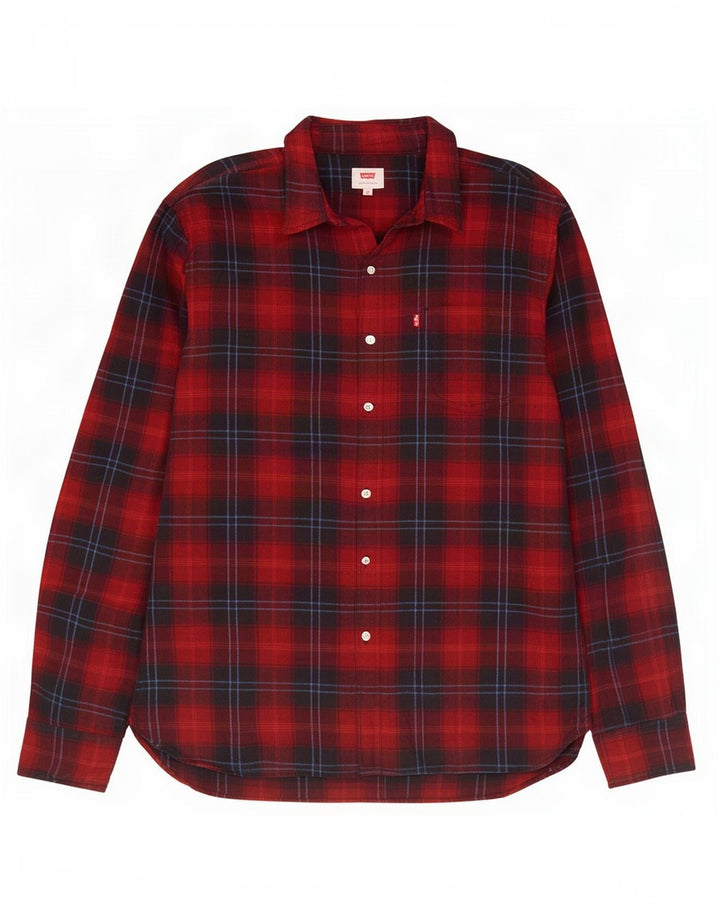 Levi's Herren-Flanellhemd, mittelrot, kariert, Baumwolle