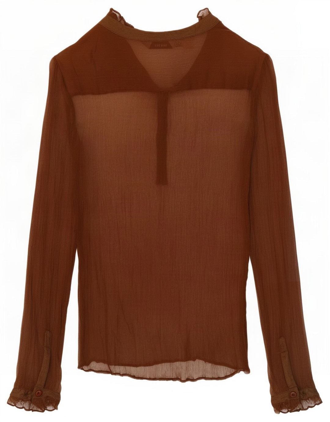 Langärmliges, durchsichtiges Damenoberteil von Zara, UK 14, mittelbraune Seide