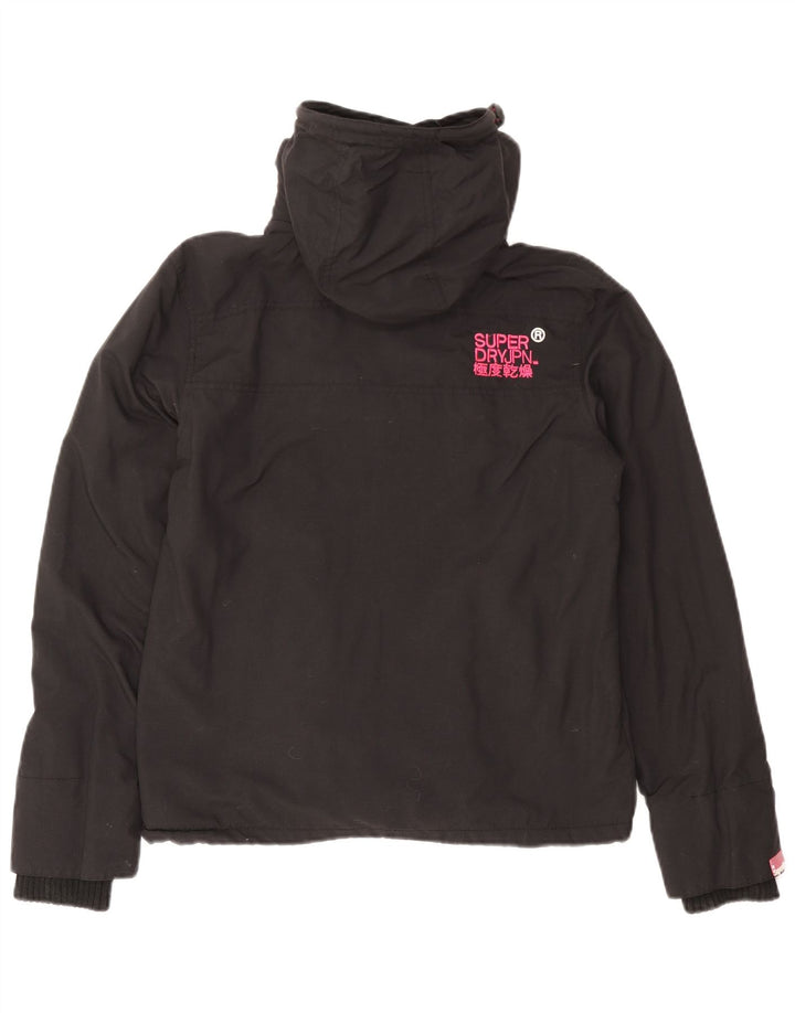 Superdry Womens Graphic Hooded Windjacke UK 14 Mittelschwarzes Nylon