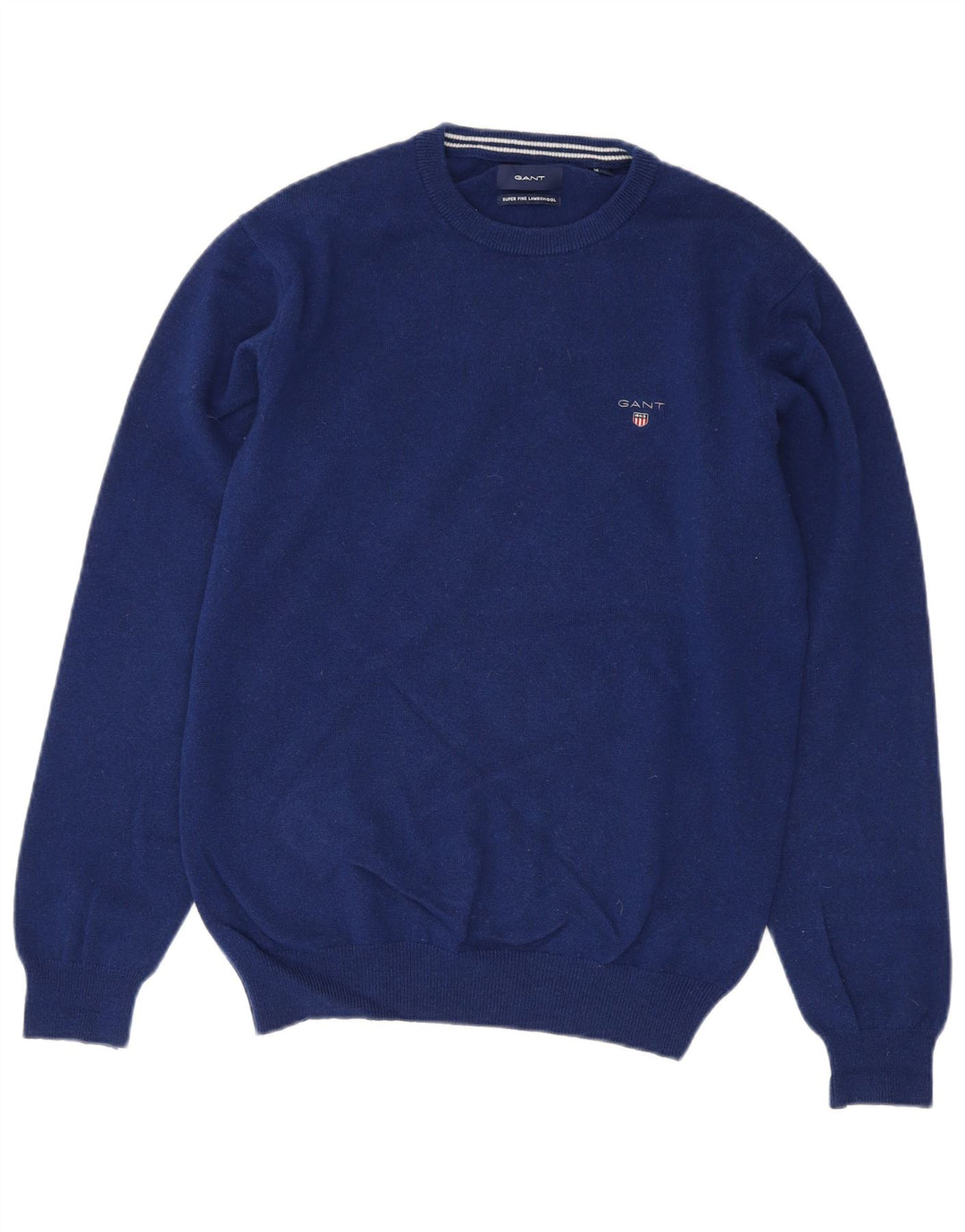 GANT Herren-Pullover mit Rundhalsausschnitt, mittelblaue Wolle