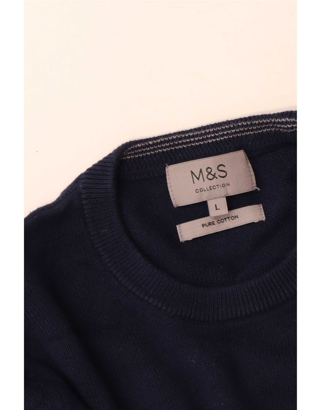 Marks & Spencer Herren-Pullover mit Rundhalsausschnitt, groß, marineblaue Baumwolle