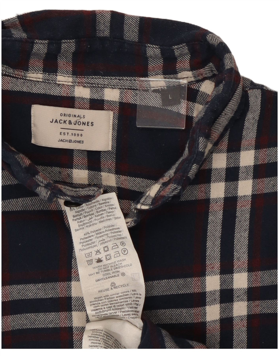 JACK & JONES Herren-Flanellhemd, groß, marineblau, kariert, Baumwolle