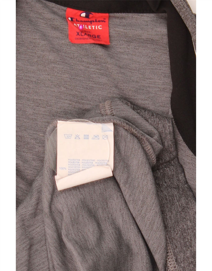 CHAMPION Herren-Trainingsanzugoberteil, XL, graues Colourblock-Polyester