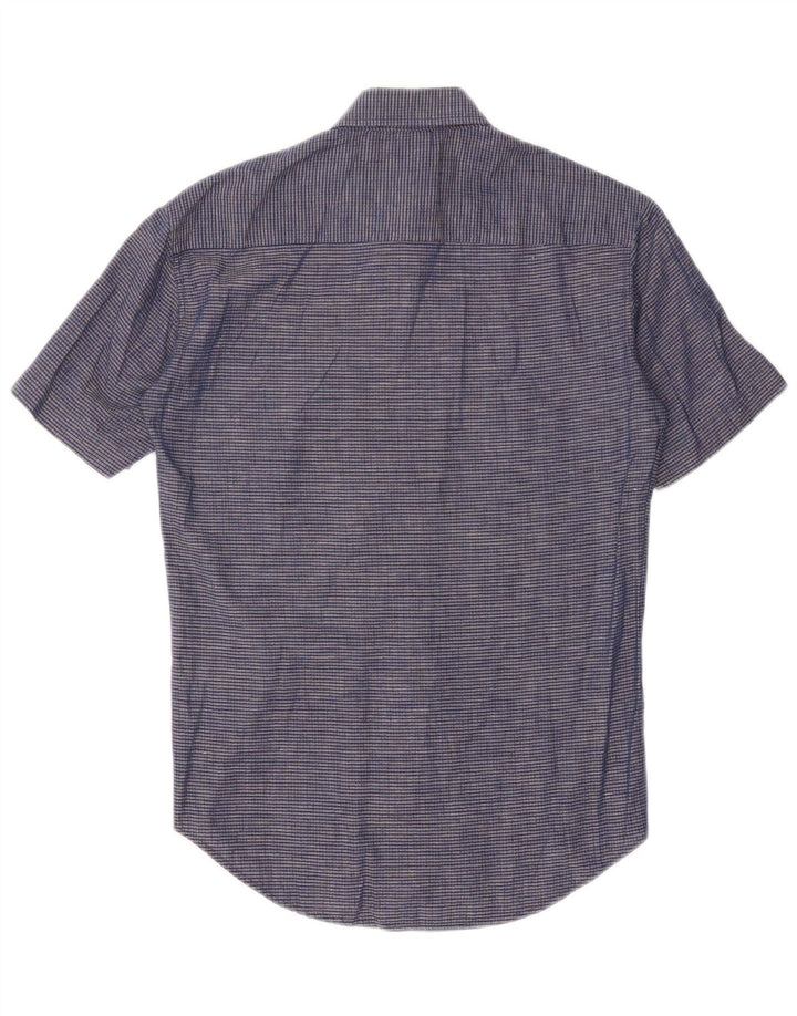 Carrera Herren-Kurzarmhemd aus mittelblauer, karierter Baumwolle
