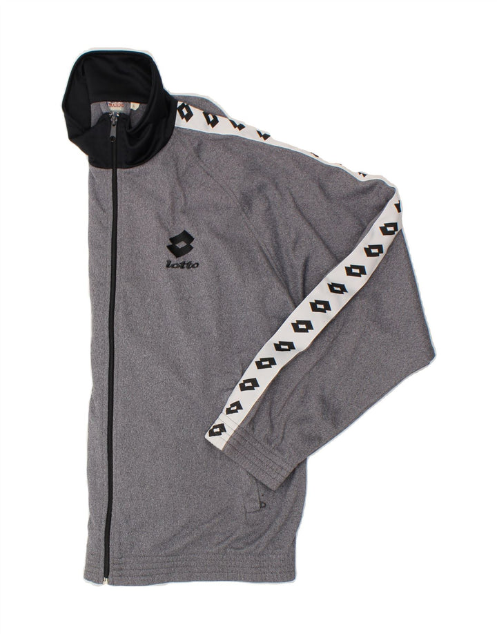 LOTTO Mens Graphic Tracksuit Top Jacket Large Grey Polyester Vintage Lotto and Second-Hand Lotto from Messina Hembry 